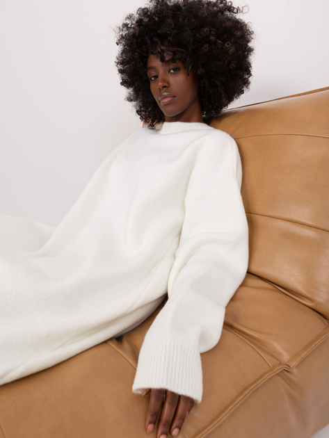 Hurt Ecru damska sukienka z okrągłym dekoltem RUE PARIS