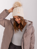 Hurt Beżowa czapka zimowa w warkocze RUE PARIS 