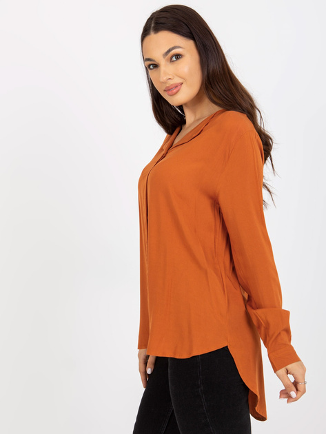 Hurtownia Jasnobrązowa bluzka koszulowa z wiskozy