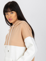 Hurt Beżowo-ecru dresowa bluza basic z kapturem RUE PARIS 
