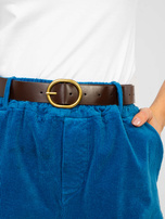 Ciemnoniebieskie sztruksowe spodnie z nogawką 7/8