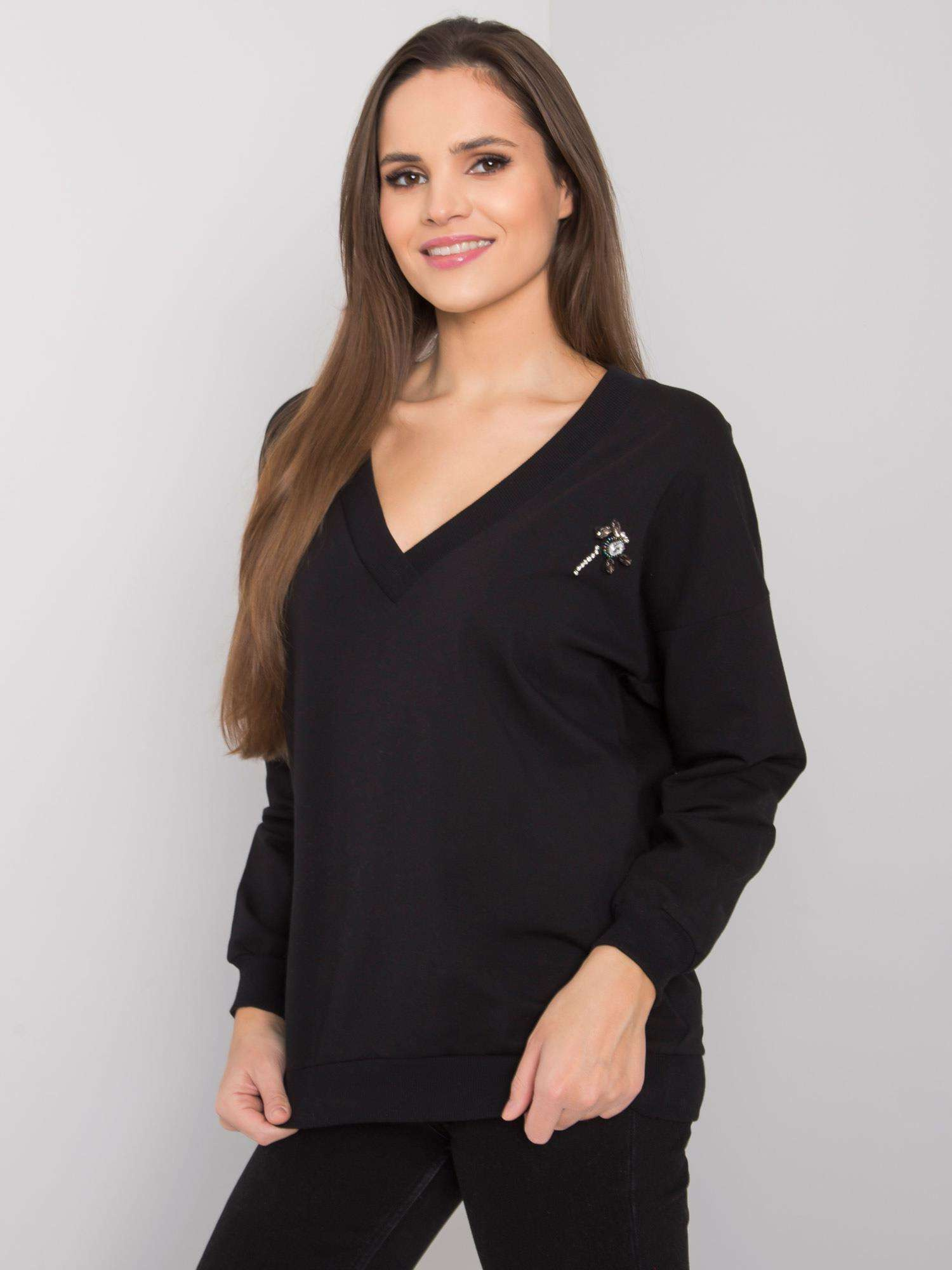 Schwarzer Hoodie mit Applikation Marsylia RUE PARIS.