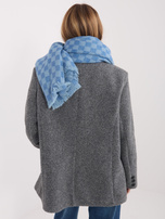 Niebieski damski szal z frędzlami