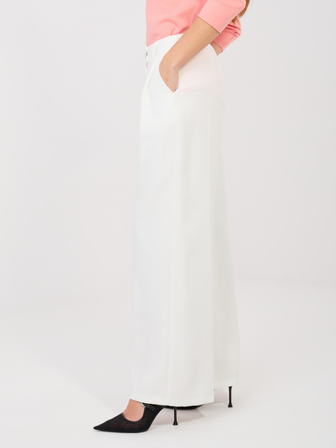 Ecru eleganckie spodnie z zakładkami RUE PARIS