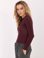 Burgundowa cienka bluzka z okrągłym dekoltem