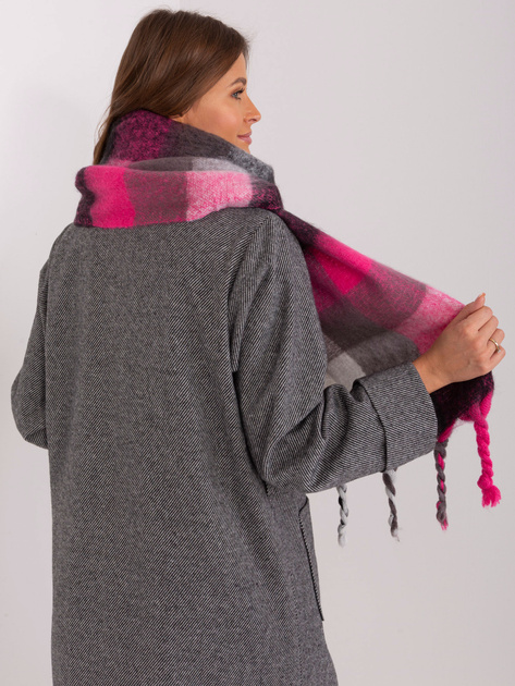 Hurt Różowo-czarny długi szal damski