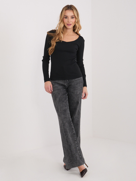 Czarny longsleeve basic w prążki