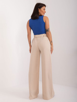 Hurt light beige fabric trousers swedes with a belt RUE PARIS.