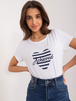 Hurt Weiß-blau T-Shirt mit Herzdruck BASIC FEEL GOOD.