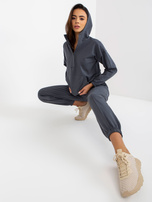 Hurtownia Grafitowa gładka piżama bawełniana z kapturem