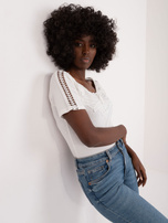 Hurt Ecru bluzka z koronką i krótkim rękawem