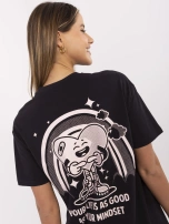 Grafitowy bawełniany t-shirt z nadrukiem SUBLEVEL