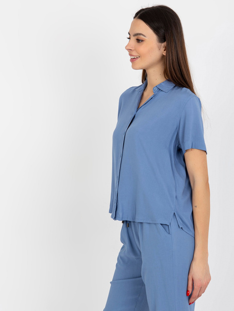 Hurt Niebieska bluzka koszulowa z krótkim rękawem SUBLEVEL