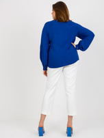 Tamsiai mėlyna marškininė bluzonė plus size su apykakle.