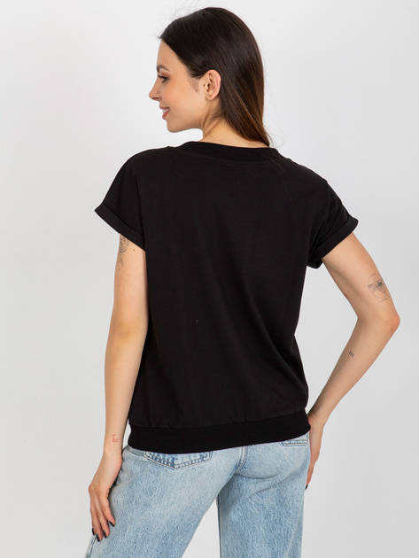 Hurt Czarna bluzka z dekoltem w serek RUE PARIS