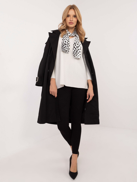 Hurtownia Biały elegancki sweter oversize w prążek