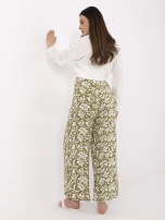 Oliwkowe letnie spodnie we wzory SUBLEVEL 
