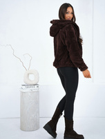 Ciemnobrązowa futrzana bluza z kieszeniami
