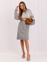 Wholesale Gray Melange Knit Dress Above the Knee RUE PARIS