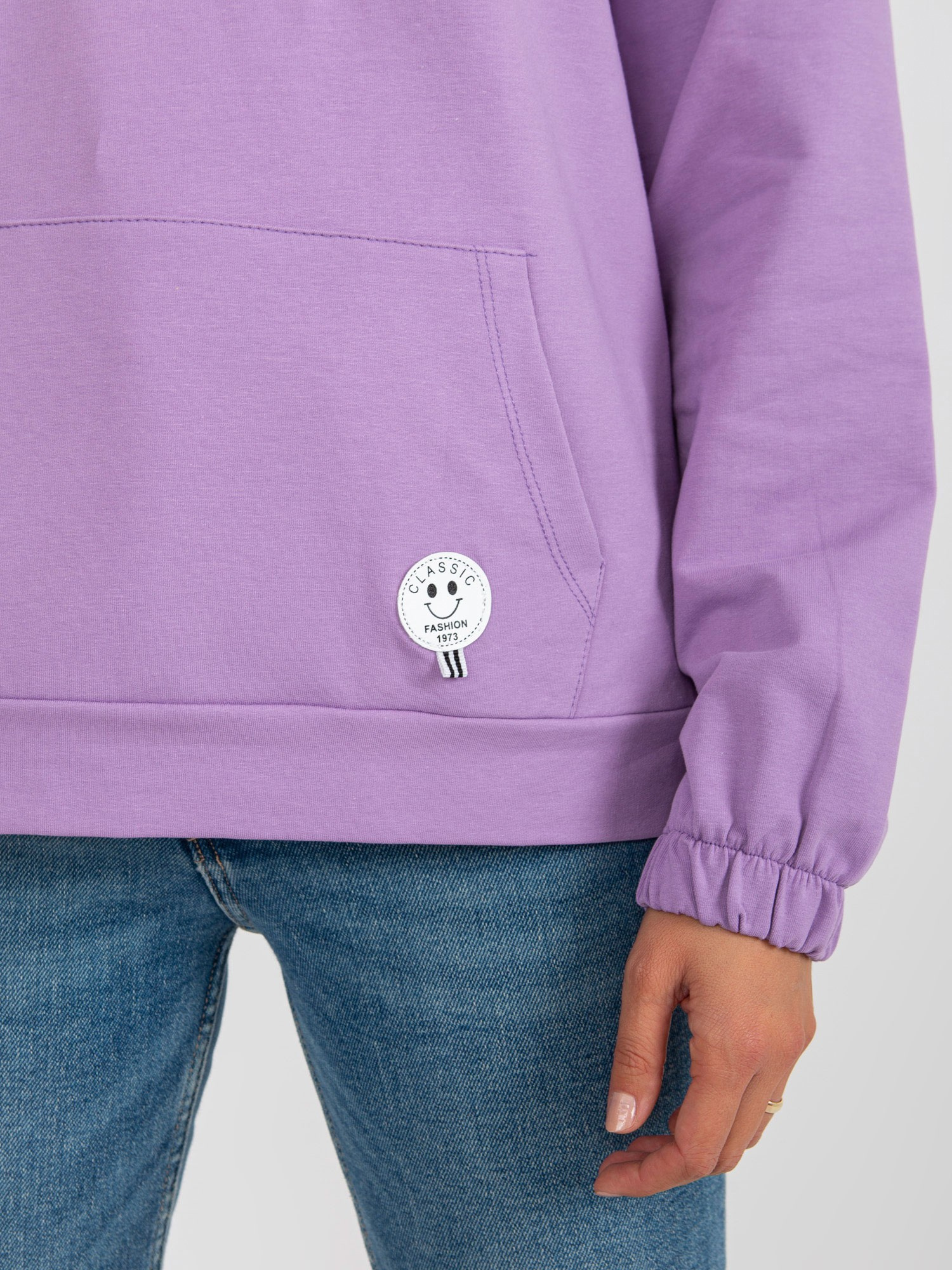 Hurtownia Jasnofioletowa bawełniana bluza kangurka