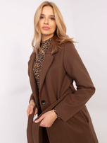 Hurtownia Brązowy długi płaszcz z paskiem OCH BELLA