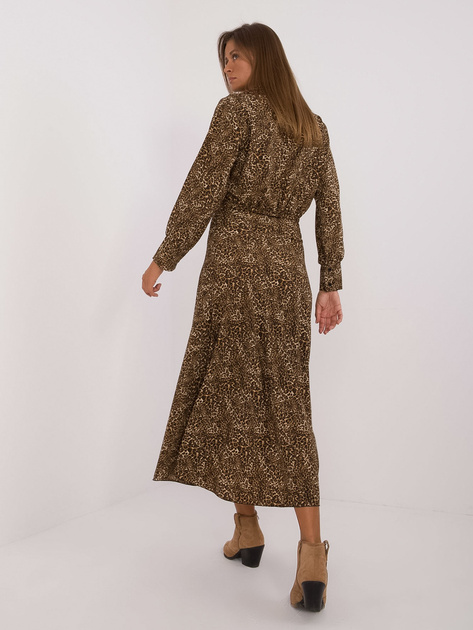 Hurt Ciemnobeżowo-czarny komplet w panterkę z krótką bluzką