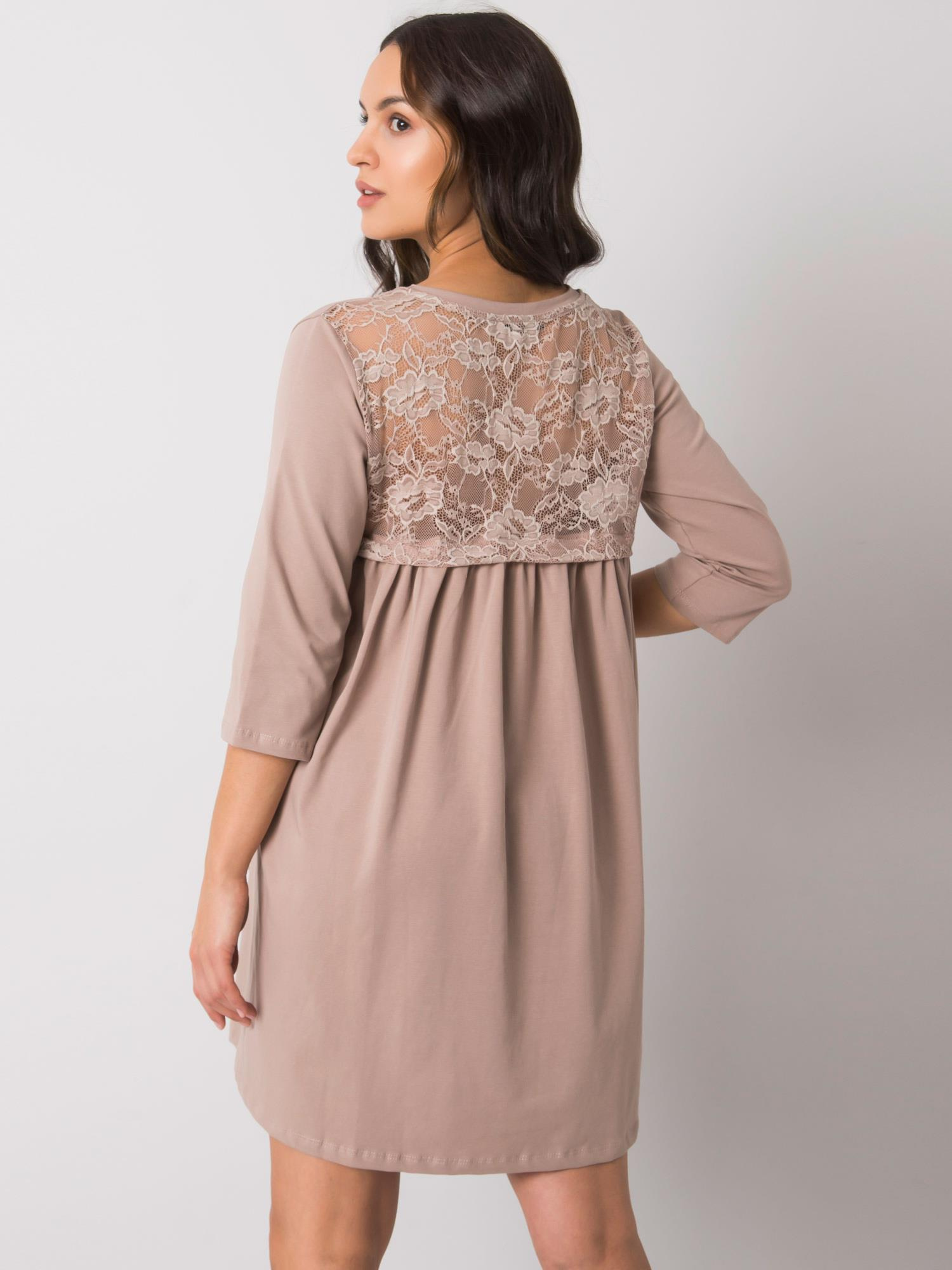 Hurt Dark Beige Cotton Dress Jamelia RUE PARIS.