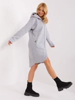 Hurt Szara melanżowa długa bluza basic z kapturem