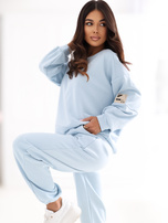 Jasnoniebieski komplet ze spodniami typu jogger RUE PARIS 