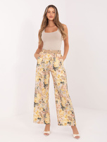 Żółte eleganckie spodnie w kwiaty RUE PARIS