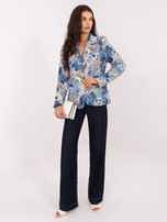 Ciemnoniebieska elegancka marynarka w kwiaty