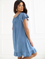 Blaue Midi-Kleid aus Lyocell.