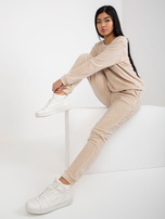 Hurt Jasnobeżowy komplet welurowy ze spodniami Clarisa RUE PARIS