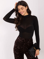 Czarna dopasowana bluzka z golfem