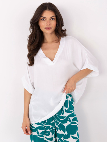 Biała letnia bluzka z dekoltem V OCH BELLA