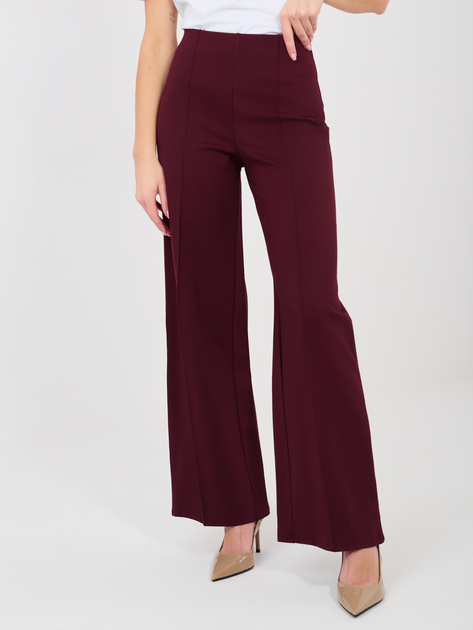 Śliwkowe garniturowe spodnie bez zapięcia RUE PARIS