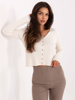 Ecru rozpinany sweter z domieszką modalu