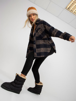 Hurt Granatowo-ciemnoszara wierzchnia koszula w kratę z kieszeniami