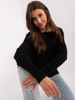 Hurt Czarny damski sweter oversize o kroju nietoperza