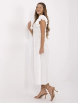 Ecru letnia sukienka z krótkim rękawem