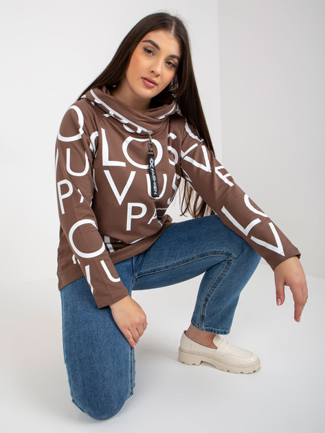 Hurt Brązowa bawełniana bluza plus size z literami