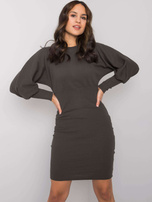 Ciemna khaki sukienka prążkowana Leticia RUE PARIS