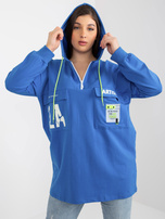Hurt Ciemnoniebieska dłuższa bluza plus size z napisami