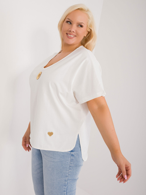 Hurt Ecru casualowa bluzka plus size z rozcięciami