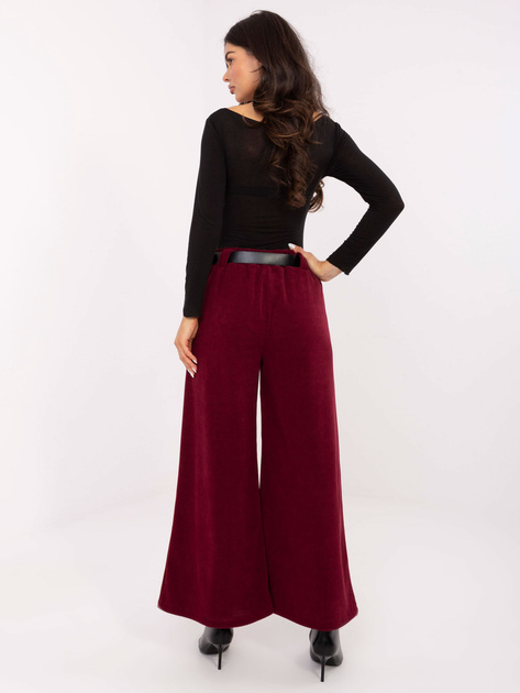 Bordowe sztruksowe spodnie z nogawką 7/8 RUE PARIS