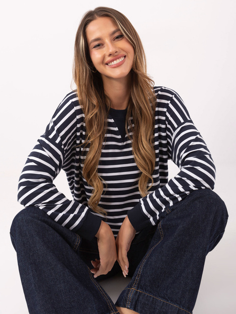 Granatowo-biała damska bluzka w paski