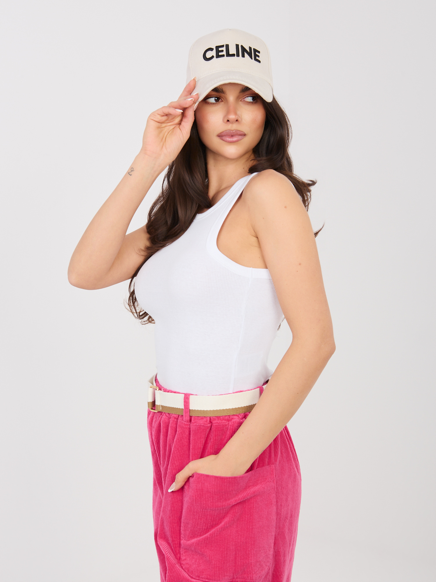 White ribbed sleeveless top SUBLEVEL.