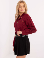 Hurt Bordowa rozpinana koszula damska z kołnierzykiem