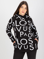 Hurt schwarze Damen Sweatshirt Plus Size mit Kapuze und Buchstaben.