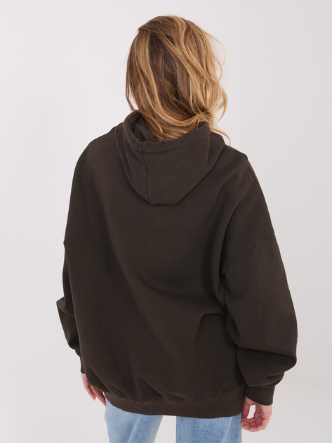 Czekoladowa damska bluza kangurka z kapturem